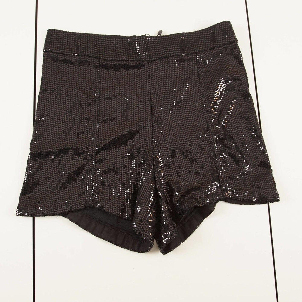 NEW Zara Sequin Black Festive Days High Rise Shorts Womens Sz S